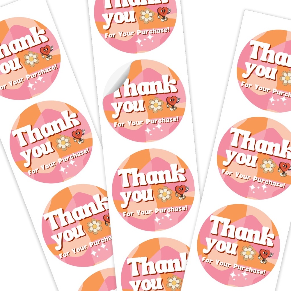 2 Inch Retro Thank You Stickers